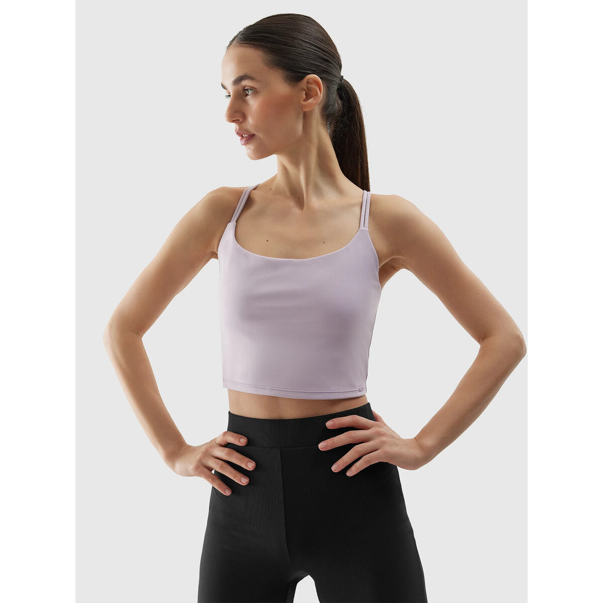 Levně Dámský crop top na jógu z recyklovaných materiálů 4F - fialový