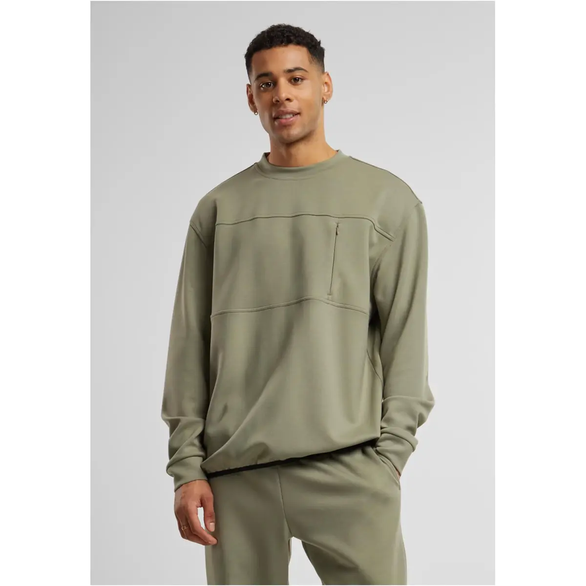 Levně Pánská mikina Urban Classics Scuba Zip Pocket Crew