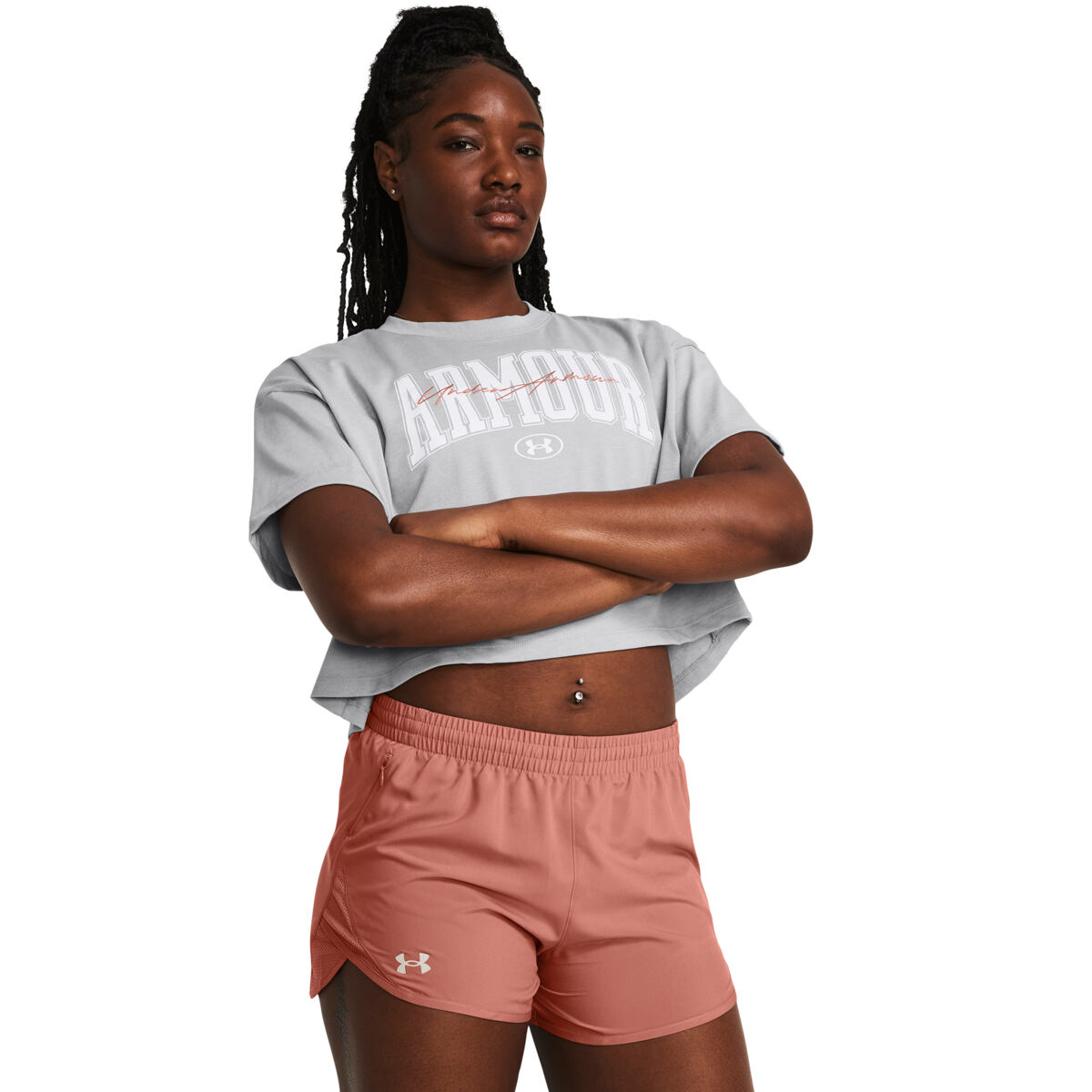 Levně Dámské tričko Under Armour HW SCRIPTED WM CROP SS