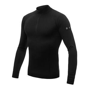 SENSOR MERINO ACTIVE pánske tričko dl.rukáv stojak zips čierna veľkosť M