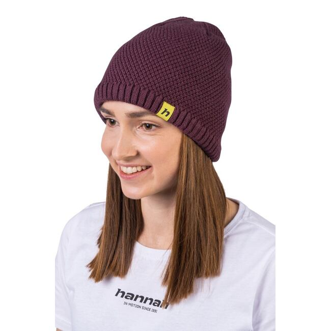 Zimná pletená čiapka z merino vlny Hannah BRITA mauve wine